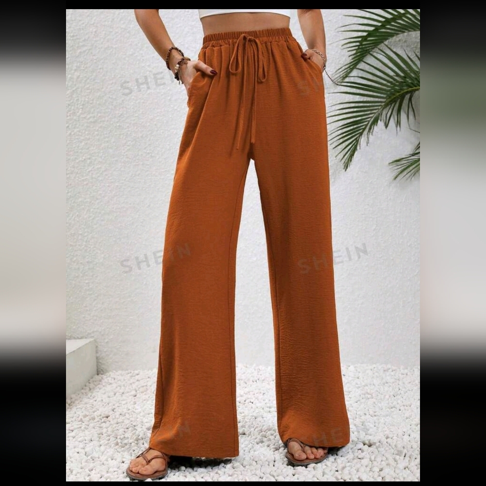 Tie Waist Wide Leg Pants